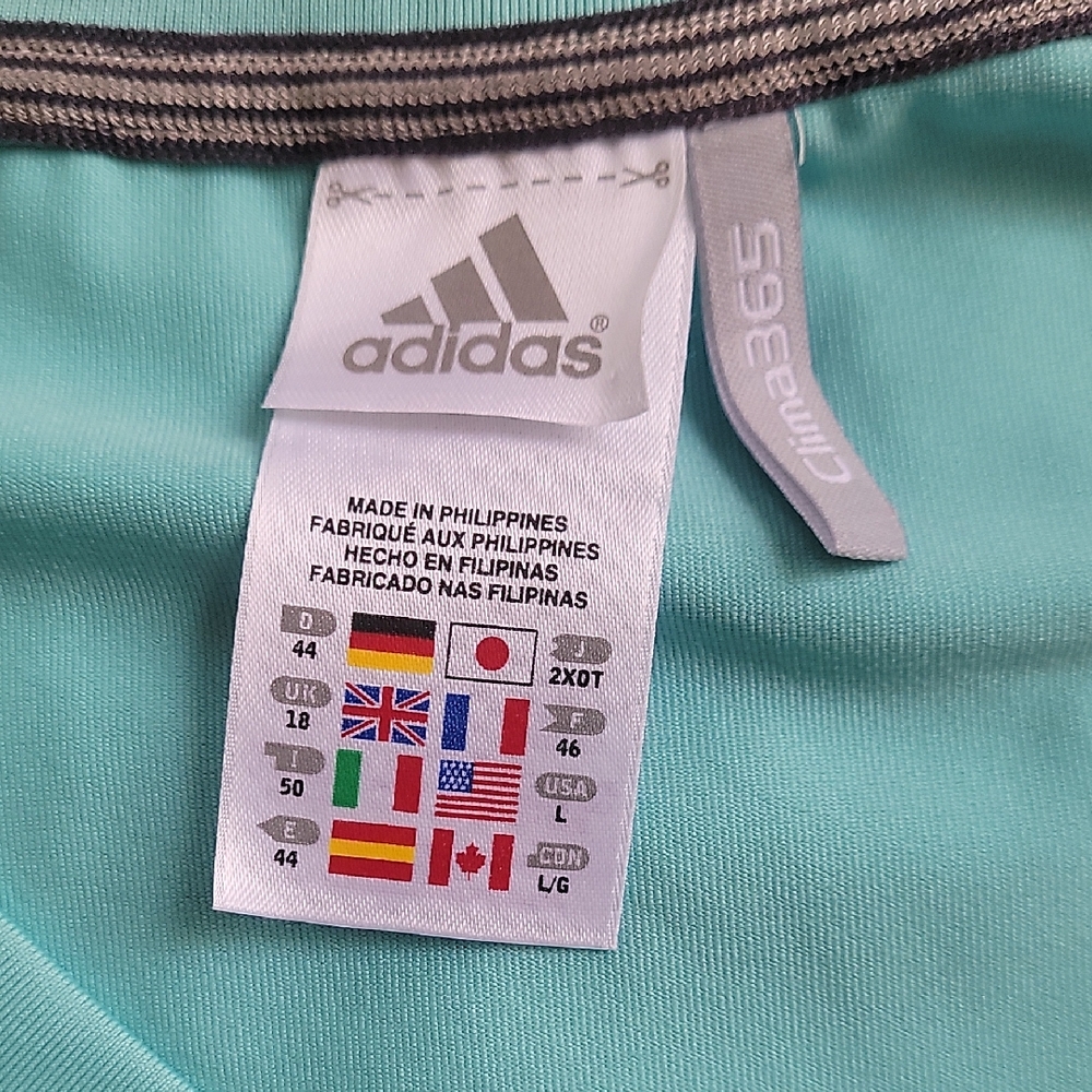 Adidas Light Blue V-Neck T-Shirt - Picture 3 of 6